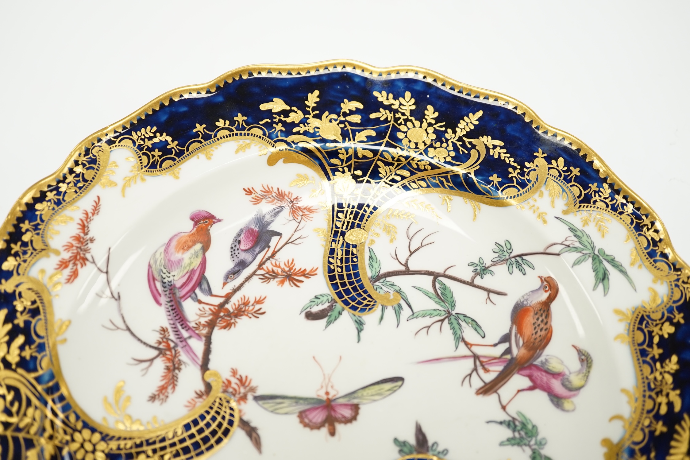 A Chelsea gold anchor ‘fantastic birds’ plate, c.1760-65, 21cm diameter, ex Godden collection